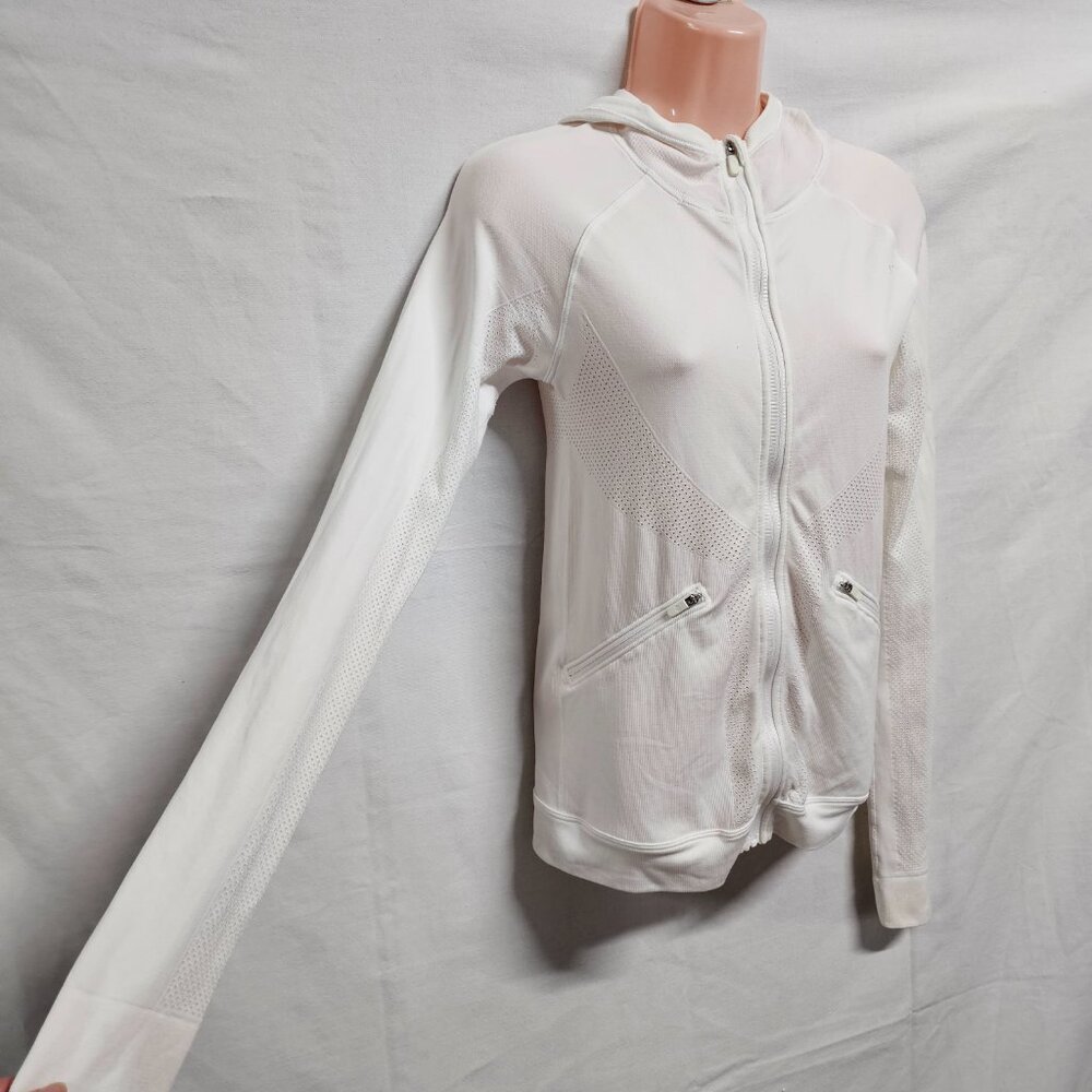 Lululemon Ventilate Hooded Jacket Women Size 6 White Perforated - Picture 7 of 14